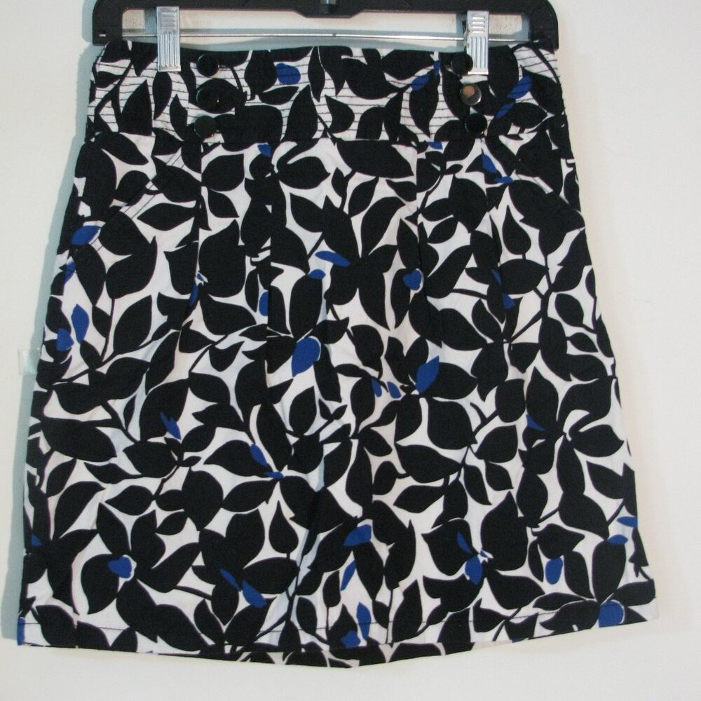 Ann Taylor Skirt Size 0 Black White Decorative Stitching Fully Lined Runs Big